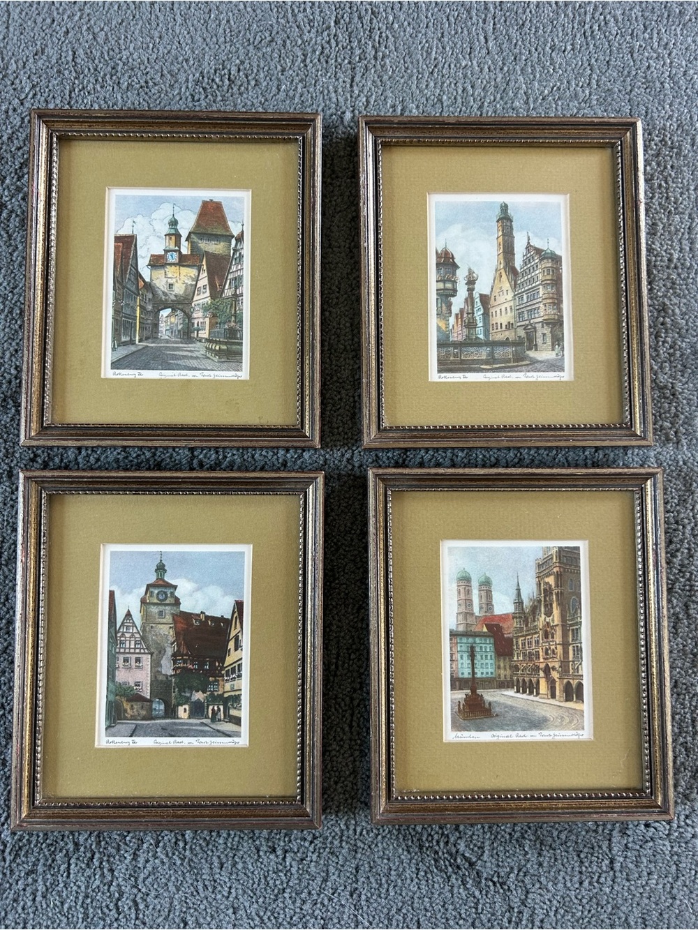 Vintage Rothenburg Ernst Geissendorfer Signed Original Color Etching Prints